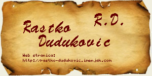 Rastko Duduković vizit kartica
